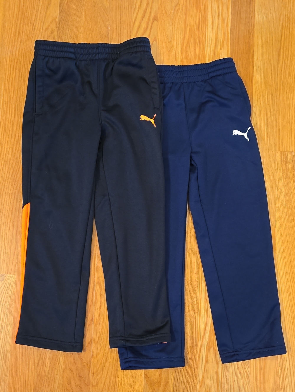 Puma Kids Navy & Black Sweatpants with Orange Accents